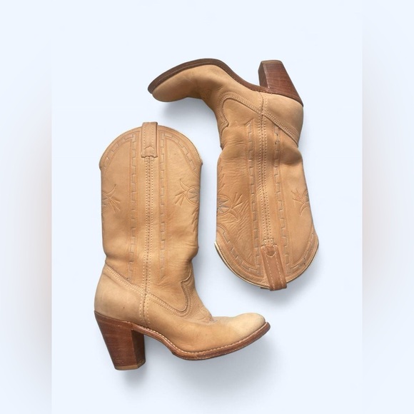 ACME Shoes - ACME Tan Leather Western Heeled Boots